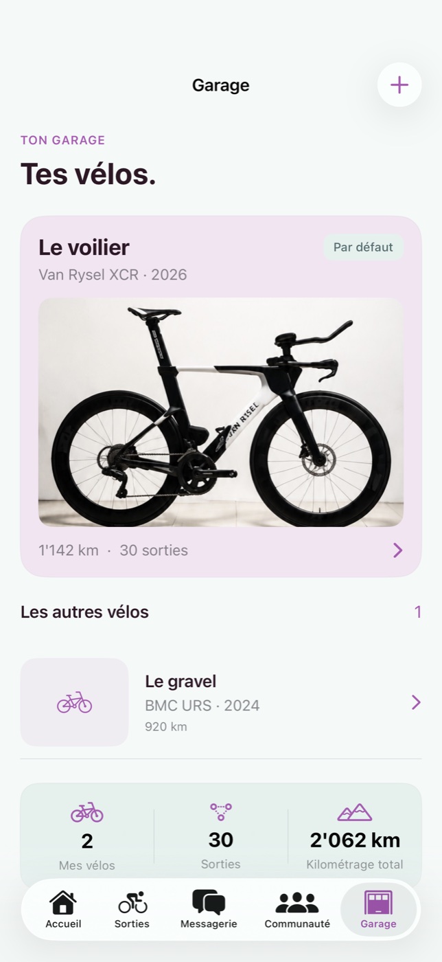 Le garage RideLoop : les vélos, leurs kilomètres et leurs sorties